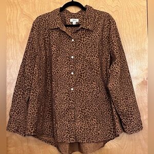 Style & Co. Leopard Print Cotton Blouse 3X